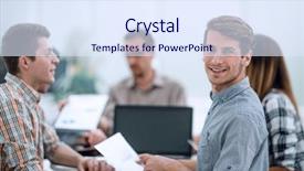  Presentation with employee performance review appraisal - Slide deck featuring performance budget - close up successful employee sitting background and a sky blue colored foreground