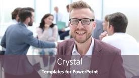  Presentation with negotiating - PPT theme enhanced with close-up-successful-young-man background and a dark gray colored foreground