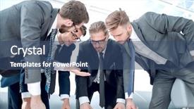  Presentation with new business ideas - Slide set with close up the business team background and a ocean colored foreground