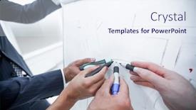  Presentation with new ideas - Audience pleasing presentation theme consisting of close-up-the-business-team backdrop and a sky blue colored foreground