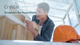  Presentation with interior designer - Audience pleasing presentation theme consisting of close up the interior designer is working with a layout for a new project backdrop and a sky blue colored foreground