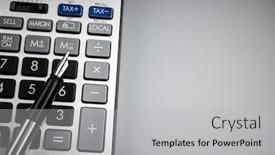  Presentation with calculator - Audience pleasing slides consisting of close-up-top-view-calculator backdrop and a light gray colored foreground