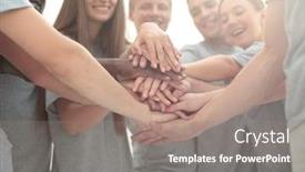  Presentation with team hands - Cool new theme with close-up-tower backdrop and a gray colored foreground