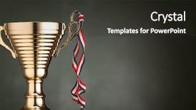  Presentation with trophy - Presentation theme having up trophy with the ribbon background and a  colored foreground