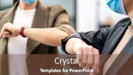  Presentation with new office - Cool new PPT theme with close-up-two-businesswomen backdrop and a tawny brown colored foreground