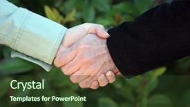  Presentation with handshake - PPT theme consisting of close up two men handshaking making agreement - business handshake background and a  colored foreground