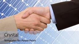  Presentation with hand shake office - Presentation with close up two men handshaking making agreement - business team hand shake background and a  colored foreground