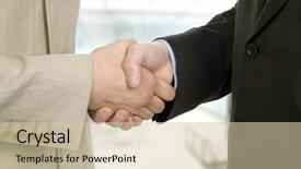  Presentation with hand shake office - Presentation theme having close up two men handshaking making agreement - business team hand shake background and a  colored foreground