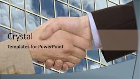  Presentation with hand shake office - Presentation theme featuring close up two men handshaking making agreement - business team hand shake background and a  colored foreground