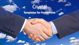  Presentation with leadership clouds - Slide set enhanced with close up two men handshaking making agreement - handshake against clouds background and a  colored foreground