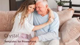 Presentation with generations - PPT theme enhanced with close-up-view-different-generations background and a soft green colored foreground