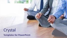  Presentation with yoga - Beautiful slide set featuring close up view of business backdrop and a sky blue colored foreground