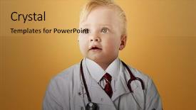  Presentation with baby doctor - PPT theme having hand giving away money background and a sky blue colored foreground