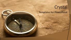  Presentation with vintage compass - Beautiful presentation theme featuring close-up view of compass backdrop and a coral colored foreground