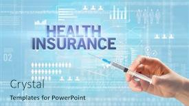  Presentation with health insurance concept - PPT layouts consisting of close-up-view-of-doctor background and a light blue colored foreground