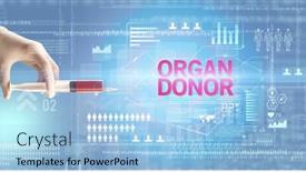  Presentation with medical hand - Slide deck featuring close-up-view-of-doctor background and a light blue colored foreground