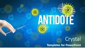  Presentation with coronavirus - Amazing PPT theme having close-up-view-of-doctor backdrop and a ocean colored foreground