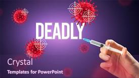  Presentation with syringe - Audience pleasing PPT layouts consisting of close-up-view-of-doctor backdrop and a violet colored foreground