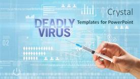  Presentation with medical virus - Cool new PPT layouts with close-up-view-of-doctor backdrop and a light blue colored foreground