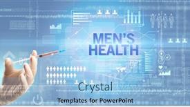 Presentation with men health - Cool new PPT theme with close-up-view-of-doctor backdrop and a light blue colored foreground