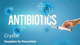  Presentation with antibiotics - Presentation theme having close-up-view-of-doctor background and a teal colored foreground