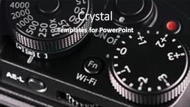  Presentation with camera - Cool new PPT theme with close-up-view-of-dslr backdrop and a dark gray colored foreground