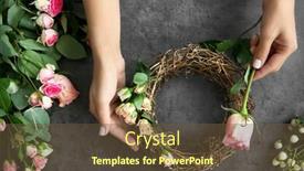  Presentation with dark flower - Amazing theme having close up view of female florist preparing flower composition on dark background backdrop and a tawny brown colored foreground