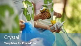  Presentation with garbage - Presentation theme having close-up-view-of-garbage background and a teal colored foreground