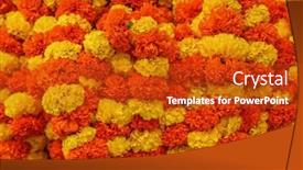  Presentation with yellow orange - Presentation theme with close-up-view-of-garlands background and a crimson colored foreground