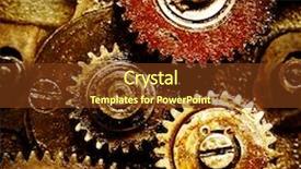  Presentation with mechanism - Slides consisting of close up view of gears from old mechanism background and a tawny brown colored foreground