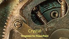  Presentation with mechanism - Theme consisting of close up view of gears from old mechanism background and a tawny brown colored foreground