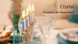  Presentation with hanukkah - Theme featuring table served for hanukka background and a coral colored foreground