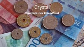  Presentation with banknotes - Colorful PPT theme enhanced with close-up-view-of-norwegian backdrop and a tawny brown colored foreground