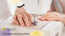  Presentation with sewing machine - Amazing PPT layouts having close-up-view-of-old backdrop and a soft green colored foreground