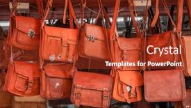  Presentation with leather bags - PPT theme having close-up-view-of-several background and a red colored foreground