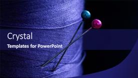  Presentation with sewing - Presentation theme enhanced with close-up-view-of-sewing background and a navy blue colored foreground