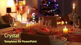  Presentation with christmas dinner - Audience pleasing slide set consisting of close up view of table served for christmas dinner on blurred background backdrop and a tawny brown colored foreground