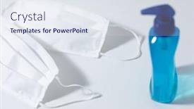 Presentation with face masks - Cool new PPT theme with close-up-view-of-two backdrop and a sky blue colored foreground
