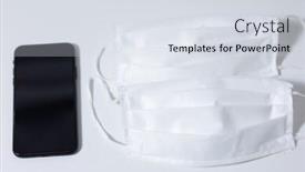  Presentation with face masks - Cool new slides with close-up-view-of-two backdrop and a sky blue colored foreground