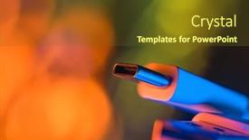  Presentation with connector - PPT theme consisting of close-up-view-of-usb background and a tawny brown colored foreground