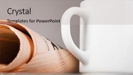  Presentation with newspaper - Slides having office politics - close-up view of white cup background and a light gray colored foreground