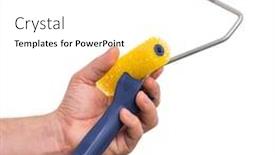  Presentation with paint roller - Colorful PPT theme enhanced with close-up-view-of-worker backdrop and a white colored foreground