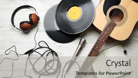  Presentation with music instrument - Colorful presentation theme enhanced with close up view on musical backdrop and a light gray colored foreground
