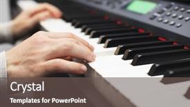  Presentation with play - Presentation design with close-up view on woman hand who play on piano background and a dark gray colored foreground