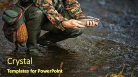  Presentation with mountain view - Slide deck with close-up-view background and a wine colored foreground