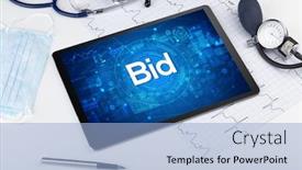  Presentation with bid - Audience pleasing theme consisting of close-up-view backdrop and a light blue colored foreground