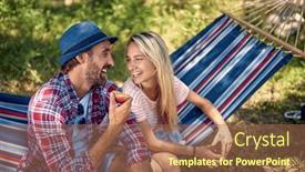  Presentation with camping - Slide set featuring close-up-view background and a tawny brown colored foreground