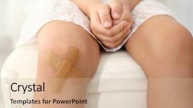  Presentation with knee - Cool new theme with bruise child trauma - close up view of little backdrop and a lemonade colored foreground