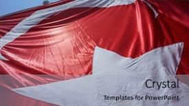  Presentation with fabric - Theme with close up waving fabric flag background and a light gray colored foreground