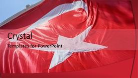  Presentation with realistic - Presentation theme having close up waving fabric flag background and a coral colored foreground